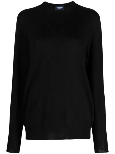 Drumohr Crew Neck Long-sleeve Jumper In Black