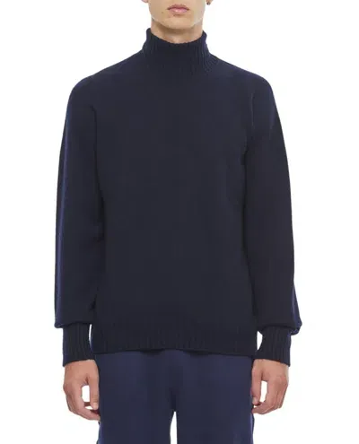 Drumohr High Neck Wool Sweater In Blue