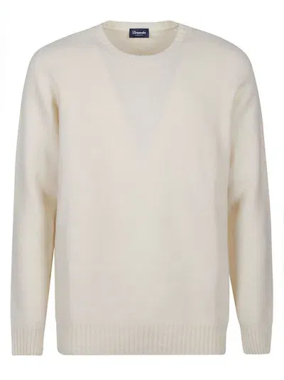 Drumohr Long Sleeved Crewneck Jumper In White