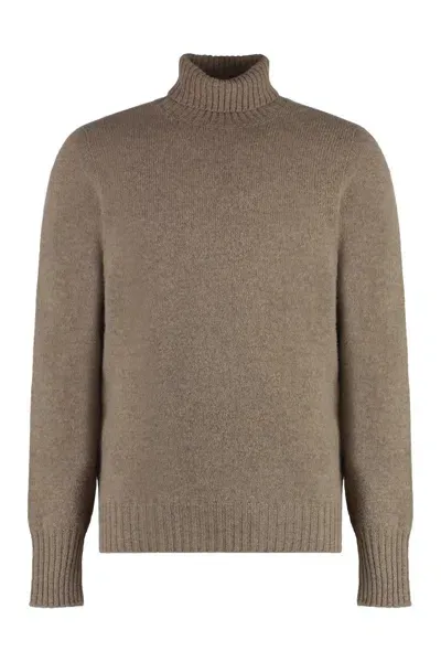 Drumohr Wool Turtleneck Sweater In Beige