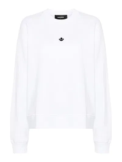 Dsquared2 Appliqu-logo Cotton Sweatshirt In White