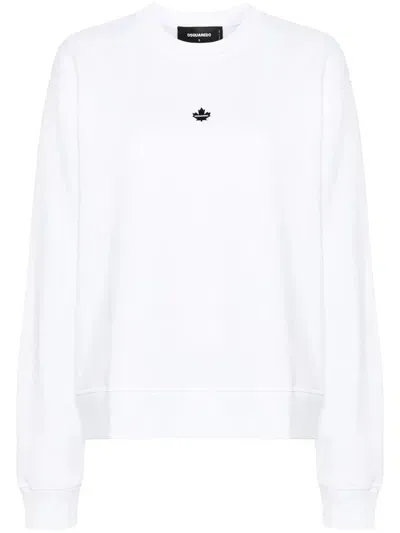 Dsquared2 Appliqué-logo Cotton Sweatshirt In White