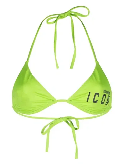 Dsquared2 Be Icon Triangle Bikini Top In 320 Green