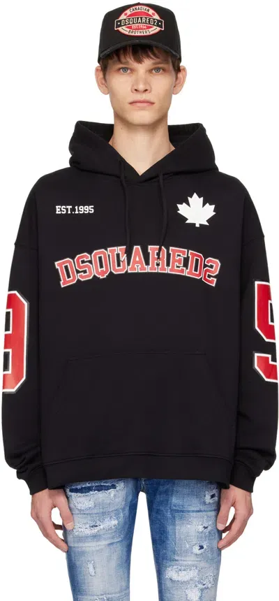 Dsquared2 Black 'caten 64' Hoodie In 900 Black