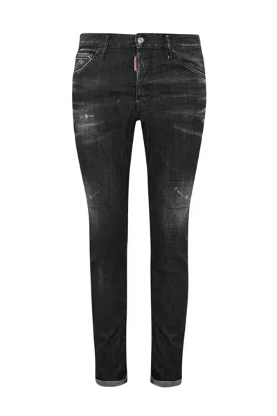 Dsquared2 Distressed Paint-splatter Jeans In Black