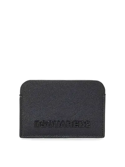 Dsquared2 Black Grained Calf Leather Card Holder