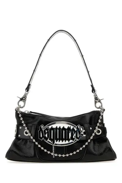 Dsquared2 Black Leather Gothic Shoulder Bag