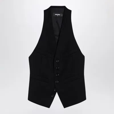 Dsquared2 Black Wool Waistcoat