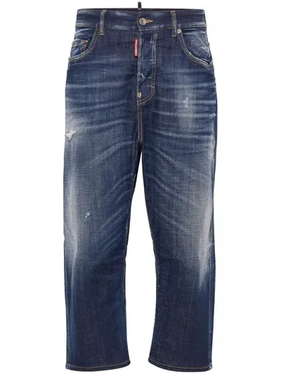 Dsquared2 Bleached-wash Cropped Jeans In Blue