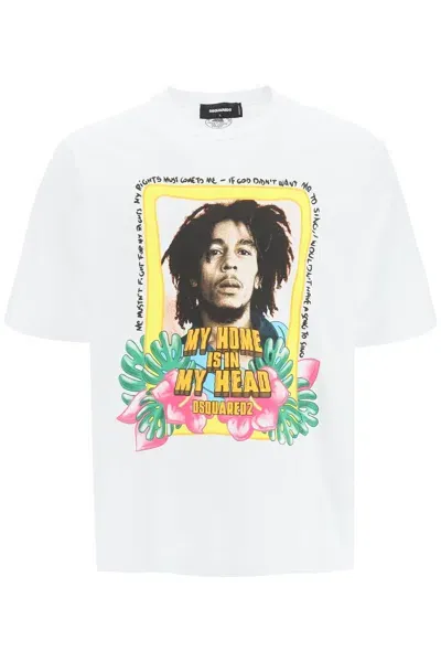 Dsquared2 Bob Marley Skater T-shirt In White