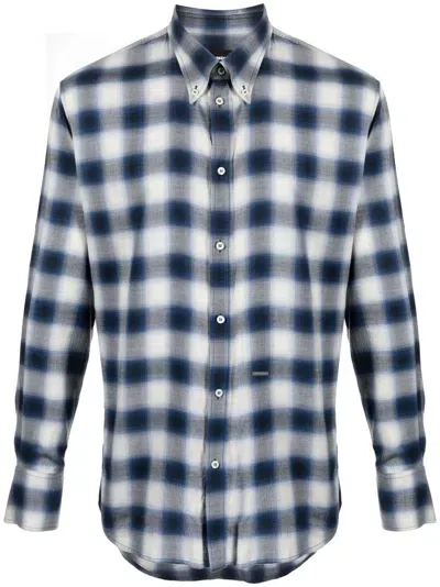 Dsquared2 Checked Long-sleeve Shirt In Blau