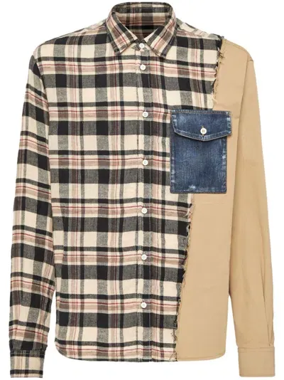 Dsquared2 Checked Patchwork Shirt In Multi