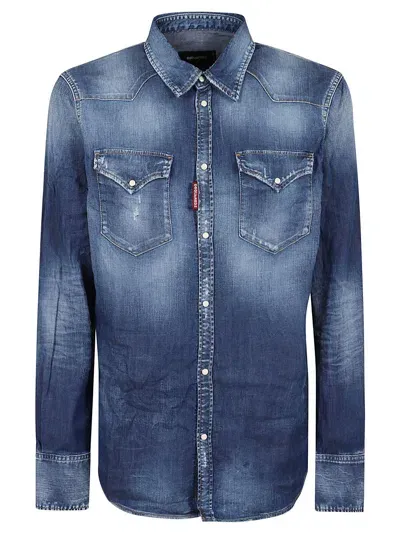 Dsquared2 Classic Western Shirt In Dark Blue