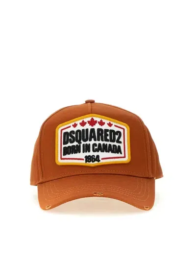 Dsquared2 Cotton Baseball Cap In Brown