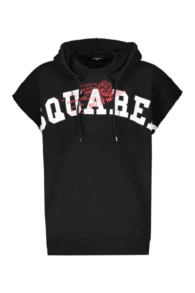 Dsquared2 Cotton Hoodie In Black