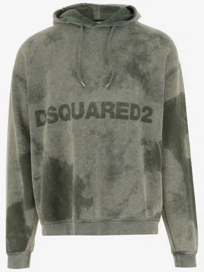 Dsquared2 Cotton Sweatshirt With Logo In Green