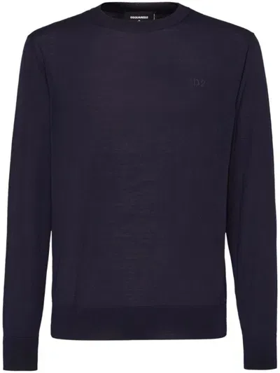 Dsquared2 Fine-knit Crew-neck Jumper In Dark Blue