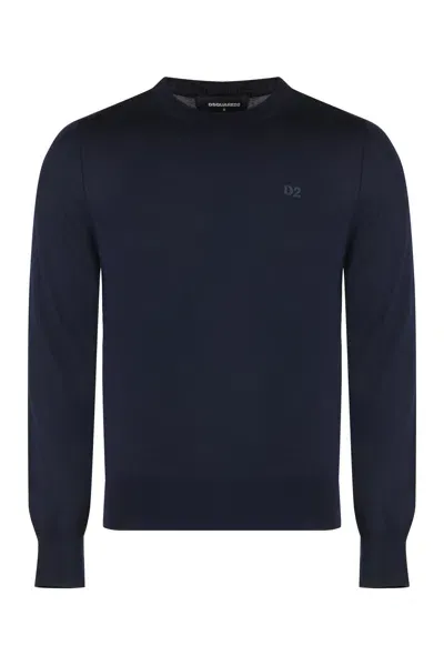 Dsquared2 Crew-neck Wool Sweater In Blue