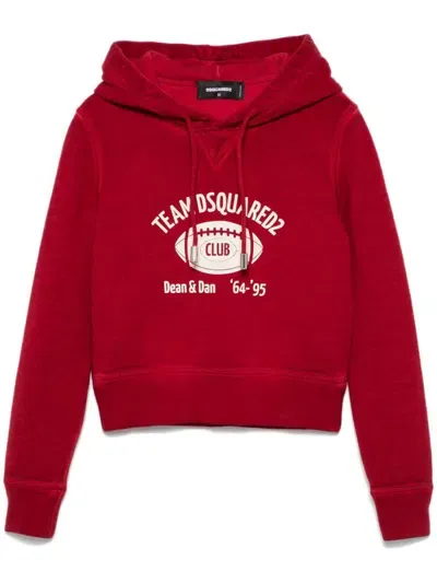 Dsquared2 Cropped Hoodie In Red