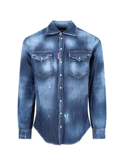 Dsquared2 Denim Shirt In Blue