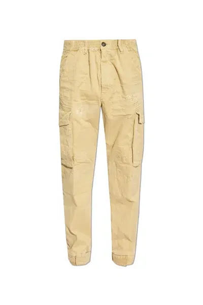 Dsquared2 Distressed Cargo Pants In Beige