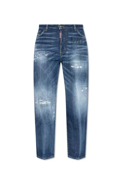 Dsquared2 Distressed Cropped Jeans In Blue