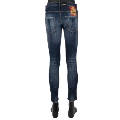 Pre-owned Dsquared2 Distressed Skinny Dan Jean Ahorn Logo 5-pockets Jeans Hose Blau 13651