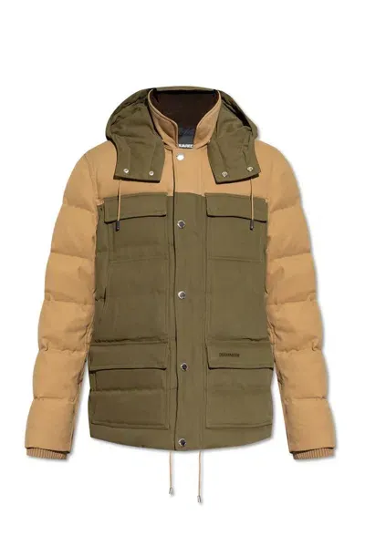 Dsquared2 Cotton Utility Puffer Jacket In Neutrals