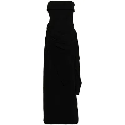 Dsquared2 Draped Asymmetric Maxi Dress In Negro