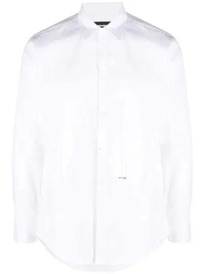 Dsquared2 Dsquared Logo Detail Cotton Shirt In White