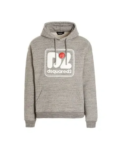 Dsquared2 Logo Printed Drawstring Hoodie In Grey