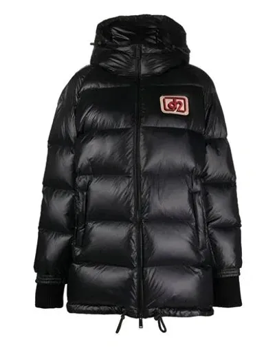 Dsquared2 Logo-patch Padded Coat In Black