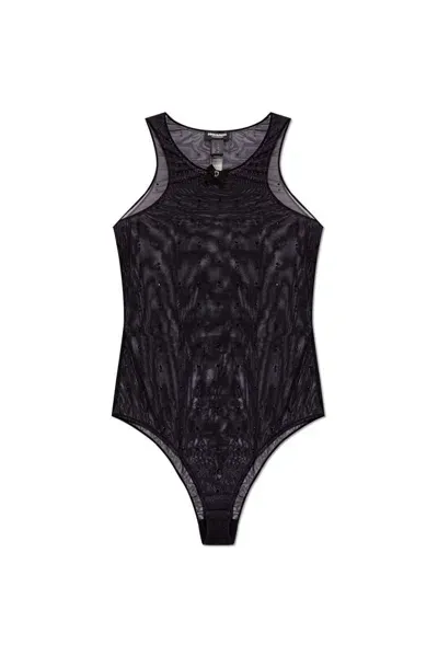 Dsquared2 Embellished Slim Fit Bodysuit In Black