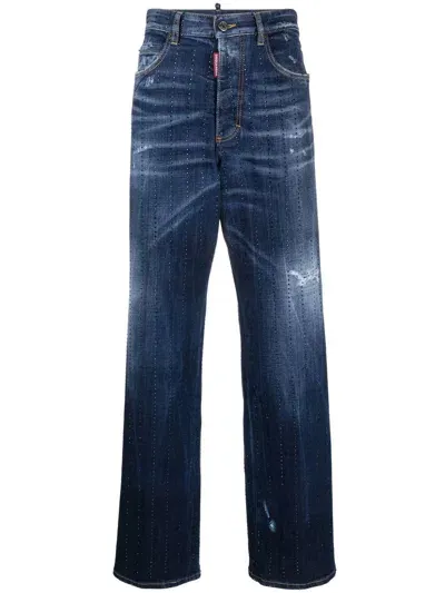 Dsquared2 Embellished Straight-leg Jeans In Blue