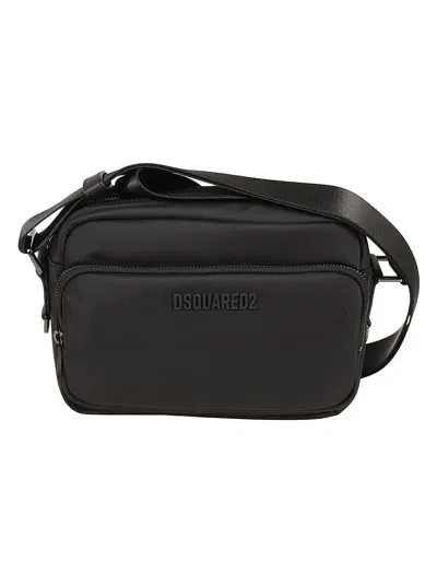 Dsquared2 Embossed Logo Shoulder Bag In Black