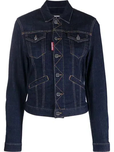 Dsquared2 Flap-pocket Denim Jacket In Blue