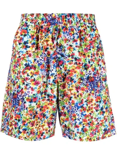 Dsquared2 Floral-print Track Shorts In Weiss