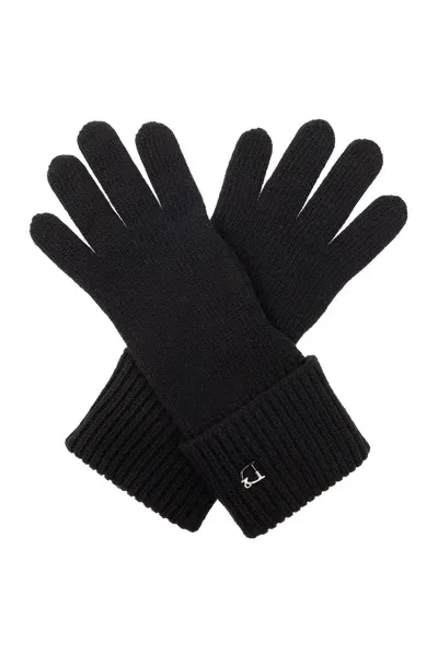 Dsquared2 Logo Plaque Knitted Gloves In Black