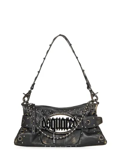 Dsquared2 Gothic Leather Shoulder Bag In Grey