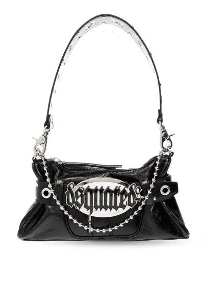 Dsquared2 Gothic Logo Plaque Shoulder Bag In Nero