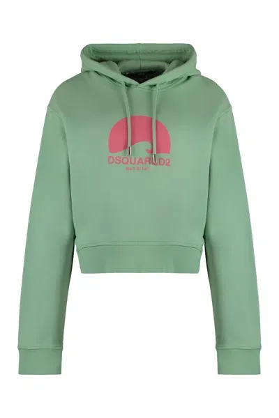 Dsquared2 Cotton Hoodie In Green