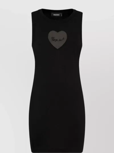 Dsquared2 Logo-embellished Cotton Minidress In Nero