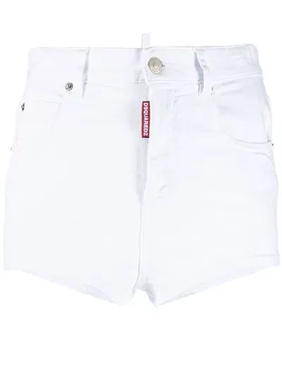 Dsquared2 Honey Logo-patch Denim Mini Shorts In White