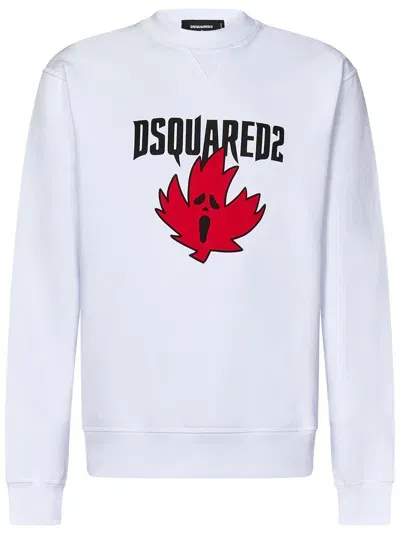 Dsquared2 Horror Maple Leaf Cool Fit Sweatshirt In White