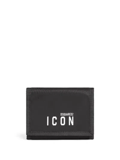 Dsquared2 Icon Logo-print Folded Wallet In Black