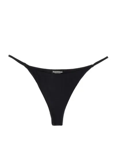 Dsquared2 Icon Printed Stretched Bikini Bottoms In Black