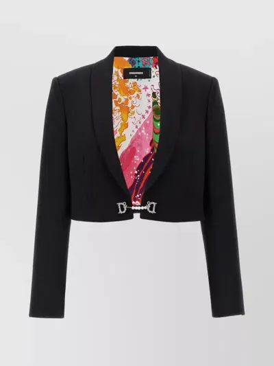 Dsquared2 Logo-plaque Cropped Blazer In Black