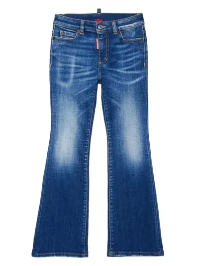 Dsquared2 Kids' Mid-waist Flared Jeans In Blue