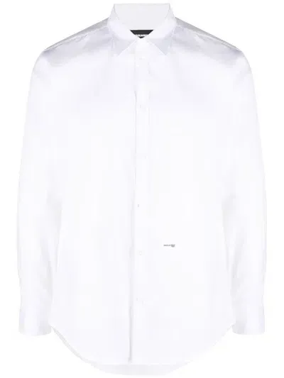 Dsquared2 Logo Detail Cotton Shirt In White