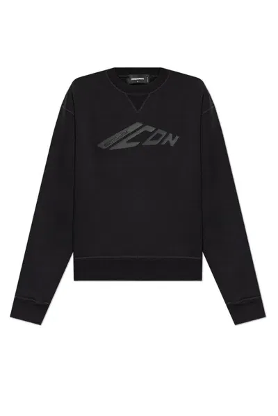 Dsquared2 Logo Detailed Crewneck Sweatshirt In Schwarz